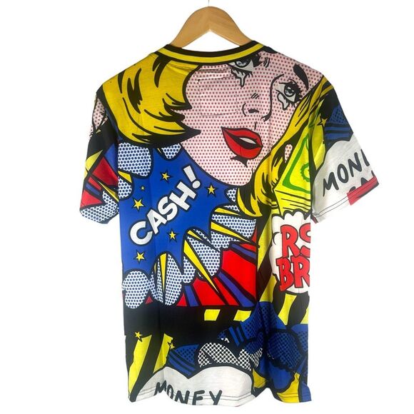 Money Calls Trap Comic All Over Print T-shirt Men’s M - Streetwear Urban Emo NWT - Picture 2 of 12